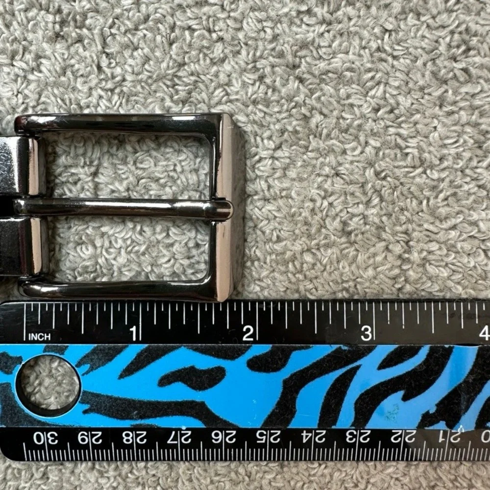 Perry Ellis Mens Reversible Leather Belt Black Brown Gunmetal Buckle Size 38